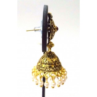 Golden Oxidized Earrings Jhumka Jhumki Jewelry Bollywood Drop Dangle Long EA172